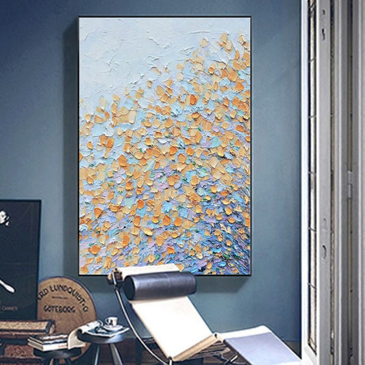 Tableau Abstrait Floral Color Block – Huile sur Toile